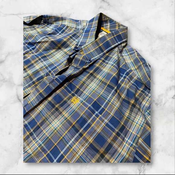 Cinch medium blue yellow button up - Picture 3 of 7